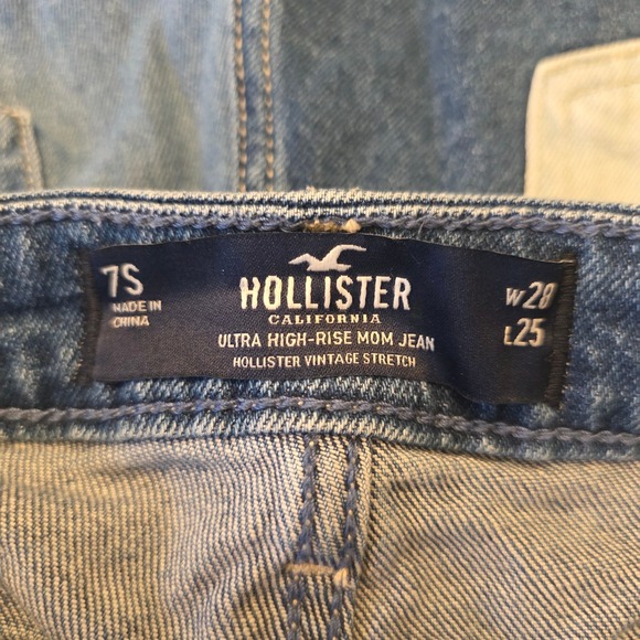 Hollister Two Tone Denim Jeans 7 Short High Rise Straight Leg 28/25 Artsy - Picture 12 of 16